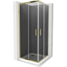 Mexen Rio square shower cabin 80 x 80 cm, graphite, gold + Flat shower tray, white - 860-080-080-50-40-4010G