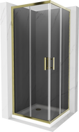 Mexen Rio square shower cabin 90 x 90 cm, graphite, gold + Flat tray, white - 860-090-090-50-40-4010G