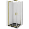 Mexen Rio square shower cubicle 80 x 80 cm, Transparent, Gold + shower tray Flat, Black- 860-080-080-50-00-4070G