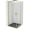 Mexen Rio Square Shower Enclosure 80 x 80 cm, Transparent, Gold + Flat Tray, Black- 860-080-080-50-00-4070G