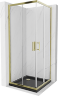 Mexen Rio square shower cabin 90 x 90 cm, transparent, gold + Flat black shower tray - 860-090-090-50-00-4070G