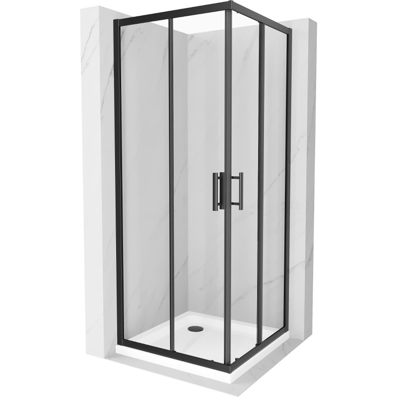 Mexen Rio square shower cabin 70 x 70 cm, transparent, black + Flat tray, white - 860-070-070-70-00-4010B