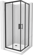 Mexen Rio square shower cubicle 80 x 80 cm, Transparent, Black + shower tray Flat, White - 860-080-080-70-00-4010B