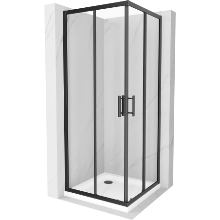 Mexen Rio square shower cabin 90 x 90 cm, transparent, black + Flat tray, white - 860-090-090-70-00-4010B
