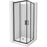 Mexen Rio square shower cubicle 90 x 90 cm, Transparent, Black + shower tray Flat, White - 860-090-090-70-00-4010B