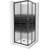 Mexen Rio square shower cubicle 70 x 70 cm, Stripes, Black + shower tray Flat, White - 860-070-070-70-20-4010B