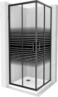 Mexen Rio square shower cubicle 70 x 70 cm, Stripes, Black + shower tray Flat, White - 860-070-070-70-20-4010B