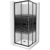 Mexen Rio square shower enclosure 80 x 80 cm, black stripes, black + Flat tray, white - 860-080-080-70-20-4010B
