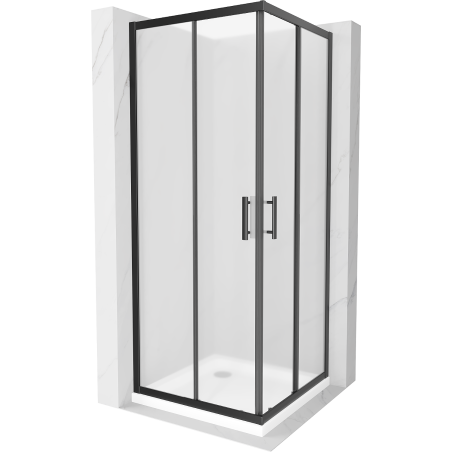 Mexen Rio square shower cubicle 70 x 70 cm, Frosted, Black + shower tray Flat, White - 860-070-070-70-30-4010B