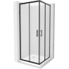 Mexen Rio square shower cubicle 70 x 70 cm, Frosted, Black + shower tray Flat, White - 860-070-070-70-30-4010B