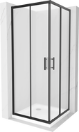 Mexen Rio square shower cubicle 70 x 70 cm, Frosted, Black + shower tray Flat, White - 860-070-070-70-30-4010B