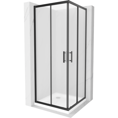 Mexen Rio square shower cubicle 80 x 80 cm, Frosted, Black + shower tray Flat, White - 860-080-080-70-30-4010B