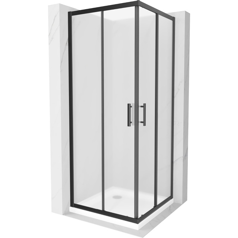 Mexen Rio square shower cabin 90 x 90 cm, frost, black + Flat tray, white - 860-090-090-70-30-4010B