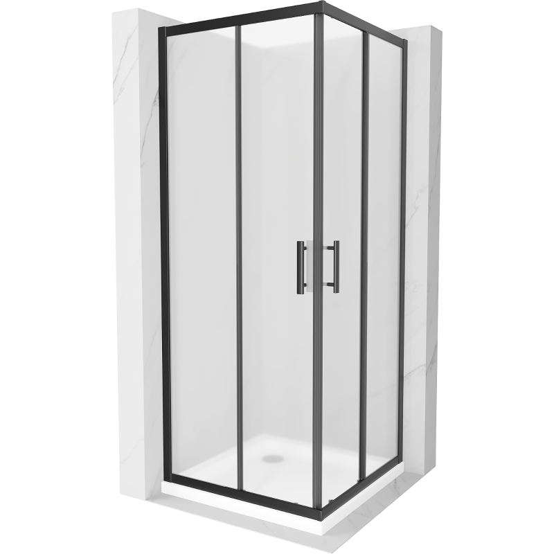 Mexen Rio square shower cabin 90 x 90 cm, frosted, black + Flat tray, white - 860-090-090-70-30-4010B