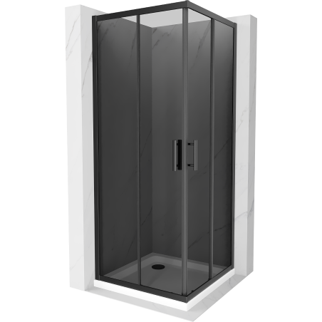 Mexen Rio square shower cubicle 70 x 70 cm, Graphite, Black + shower tray Flat, White - 860-070-070-70-40-4010B