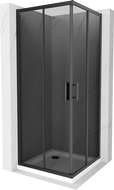 Mexen Rio square shower cubicle 70 x 70 cm, Graphite, Black + shower tray Flat, White - 860-070-070-70-40-4010B