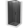 Mexen Rio square shower cubicle 80 x 80 cm, Graphite, Black + shower tray Flat, White - 860-080-080-70-40-4010B