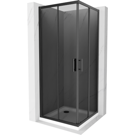 Mexen Rio square shower cubicle 90 x 90 cm, Graphite, Black + shower tray Flat, White - 860-090-090-70-40-4010B