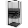 Mexen Rio square shower cubicle 80 x 80 cm, Stripes, Black + shower tray Flat, Black - 860-080-080-70-20-4070B