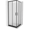 Mexen Rio 80 x 80 cm Square Shower Cabin, Frosted, Black + Flat Tray, Black - 860-080-080-70-30-4070B