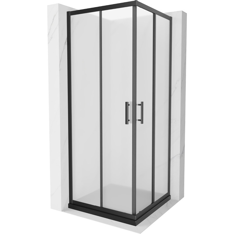Mexen Rio square shower cabin 90 x 90 cm, frosted, black + Flat tray, black - 860-090-090-70-30-4070B