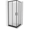 Mexen Rio Square Shower Enclosure 90 x 90 cm, Frosted, Black + Flat Tray, Black - 860-090-090-70-30-4070B