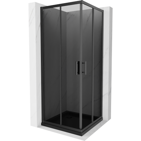 Mexen Rio square shower cabin 90 x 90 cm, graphite, black + Flat tray, black - 860-090-090-70-40-4070B