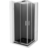 Mexen Rio square shower cubicle 70 x 70 cm, Graphite, Chrome + shower tray Flat, Black - 860-070-070-01-40-4070