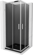 Mexen Rio square shower cubicle 70 x 70 cm, Graphite, Chrome + shower tray Flat, Black - 860-070-070-01-40-4070