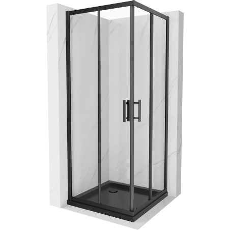 Mexen Rio square shower cubicle 70 x 70 cm, Transparent, Black + shower tray Flat, Black - 860-070-070-70-00-4070B