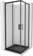 Mexen Rio square shower cubicle 70 x 70 cm, Transparent, Black + shower tray Flat, Black - 860-070-070-70-00-4070B
