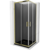 Mexen Rio square shower cubicle 70 x 70 cm, Graphite, Gold + shower tray Flat, Black - 860-070-070-50-40-4070G