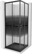 Mexen Rio square shower cubicle 70 x 70 cm, Stripes, Black + shower tray Flat, Black - 860-070-070-70-20-4070B