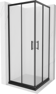 Mexen Rio 70 x 70 cm Square Shower Cabin, Frosted, Black + Flat Tray, Black - 860-070-070-70-30-4070B