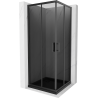 Mexen Rio square shower cubicle 70 x 70 cm, Graphite, Black + shower tray Flat, Black - 860-070-070-70-40-4070B