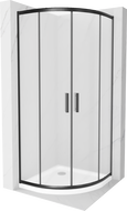 Mexen Rio Shower Cabin Curved 80 x 80 cm, Frosted, Black + Flat Tray, White - 863-080-080-70-30-4110B