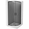 Mexen Rio semi-circular shower enclosure 80 x 80 cm, graphite, black + Flat tray, white - 863-080-080-70-40-4110B