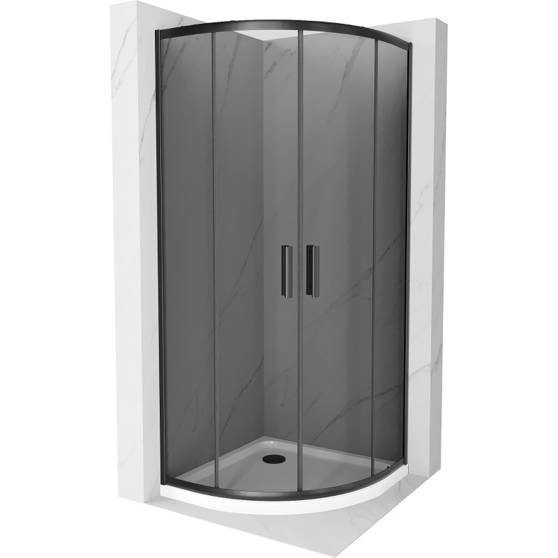 Mexen Rio semi-circular shower cabin 90 x 90 cm, graphite, black + Flat tray, white - 863-090-090-70-40-4110B
