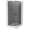 Mexen Rio semi-circular shower enclosure 90 x 90 cm, graphite, black + Flat tray, white - 863-090-090-70-40-4110B