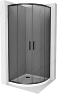 Mexen Rio semi-circular shower enclosure 90 x 90 cm, graphite, black + Flat tray, white - 863-090-090-70-40-4110B