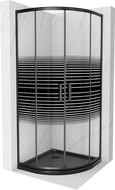 Mexen Rio shower cabin semi-circular 80 x 80 cm, stripes, black + Flat shower tray, black - 863-080-080-70-20-4170B