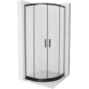 Mexen Rio semi-circular shower cabin 80 x 80 cm, frost, black + Flat shower tray, black - 863-080-080-70-30-4170B
