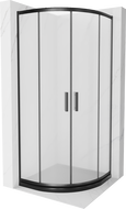Mexen Rio Shower Cabin Half-Circular 80 x 80 cm, Frosted, Black + Flat Tray, Black - 863-080-080-70-30-4170B