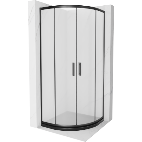Mexen Rio semi-circular shower cabin 90 x 90 cm, frost, black + Flat tray, black - 863-090-090-70-30-4170B