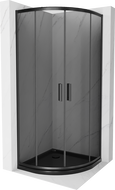 Mexen Rio Semi-Circular Shower Cabin 80 x 80 cm, Graphite, Black + Flat Tray, Black 863-080-080-70-40-4170B