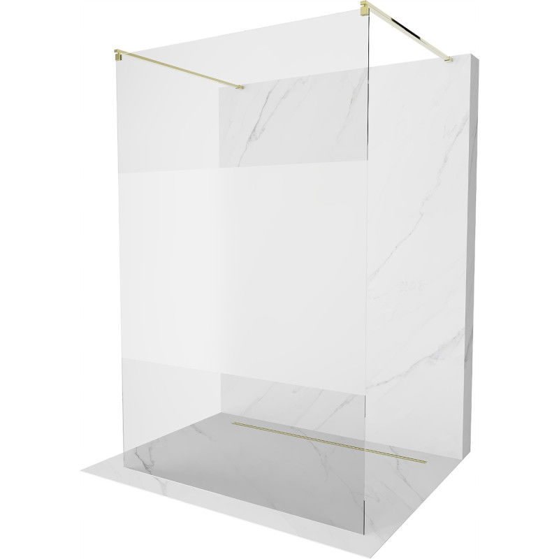 Mexen Kioto free-standing shower screen 140 x 200 cm, Transparent/Frosted 8 mm, Gold - 800-140-002-50-35