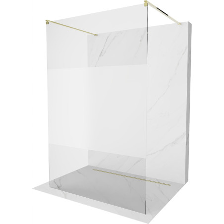 Mexen Kioto freestanding shower wall 140 x 200 cm, transparent/frost 8 mm, gold - 800-140-002-50-35