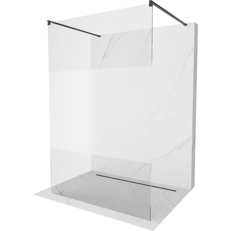 Mexen Kioto free-standing shower screen 140 x 200 cm, Transparent/Frosted 8 mm, Black - 800-140-002-70-35