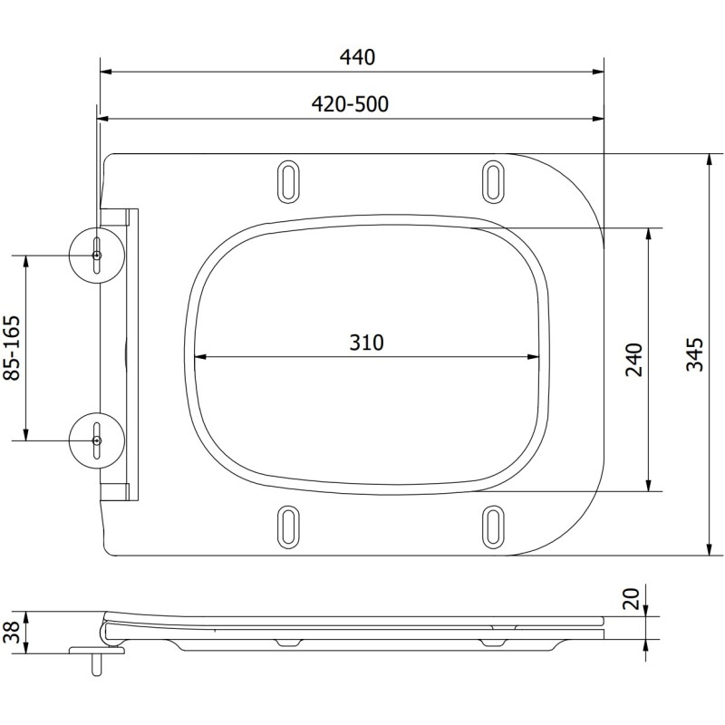 Mexen Madox slim, slow-closing toilet seat, dark grey matte duroplast - 39154061