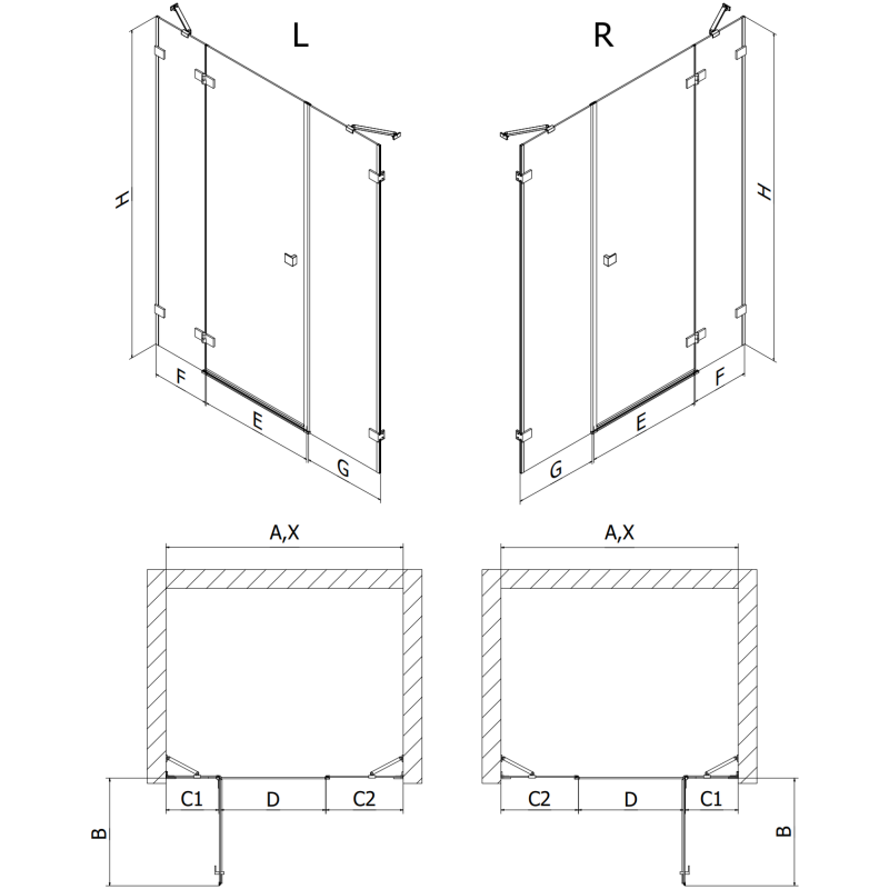 Mexen Lunar Right Swing Shower Door 145 cm, Transparent, Chrome - 834S-145-050-01-00-P